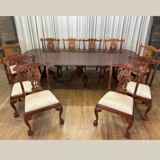 Solid Mahogany Table and Ten Chairs