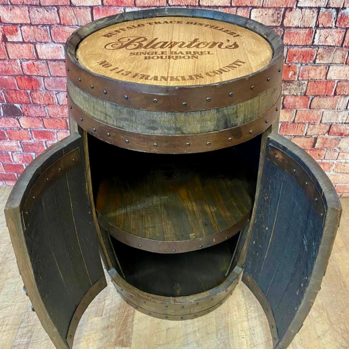 Solid Oak Barrel Bar/Cabinet