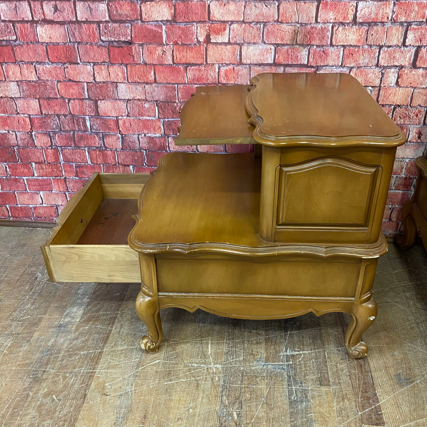 Pair of French Provincial Step-Down Nightstands