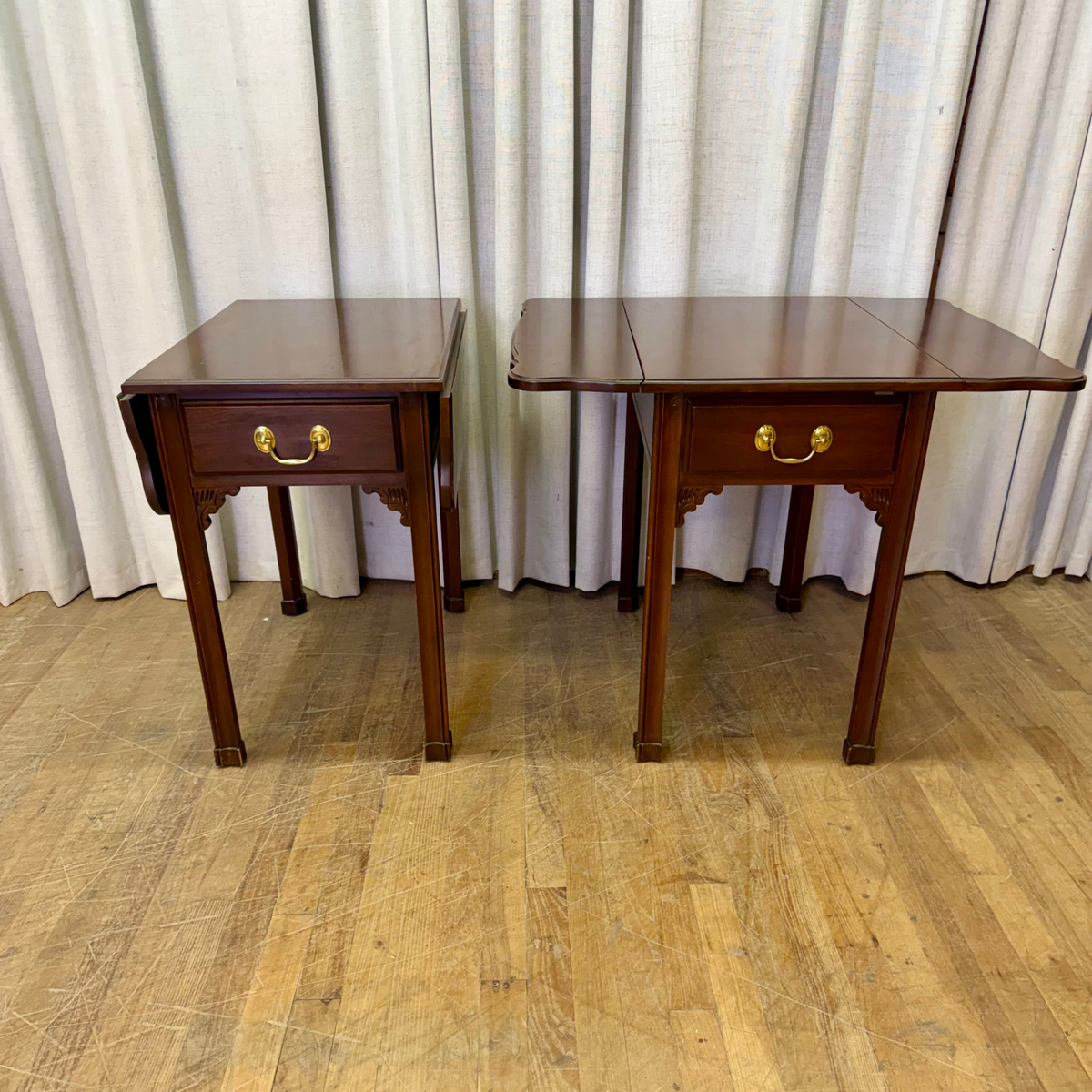 Pair Chippendale Drop Side End Tables