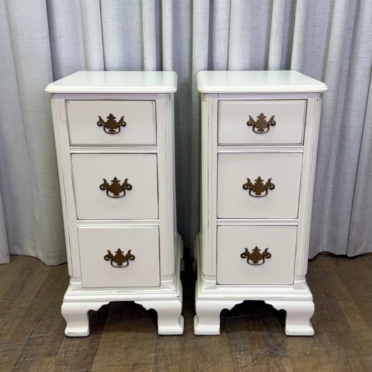 Tall Narrow Pair of Nightstands