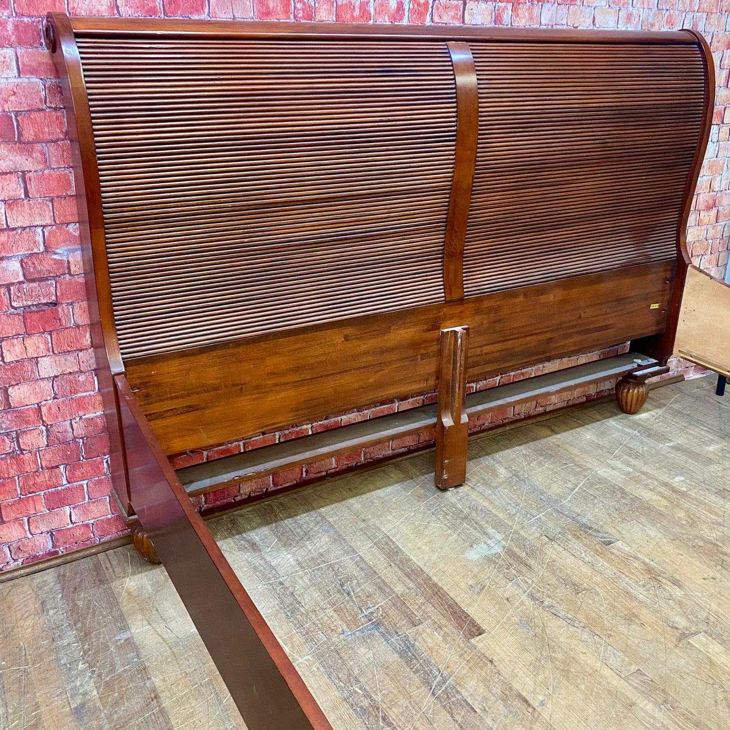 King Size Sleigh Bed with Side Rails and Slats