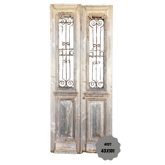 Egyptian Hand Carved Antique Door with Iron #137