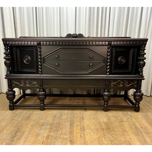 Stunning Depression Era Sideboard Lacquered Black with Stained Top