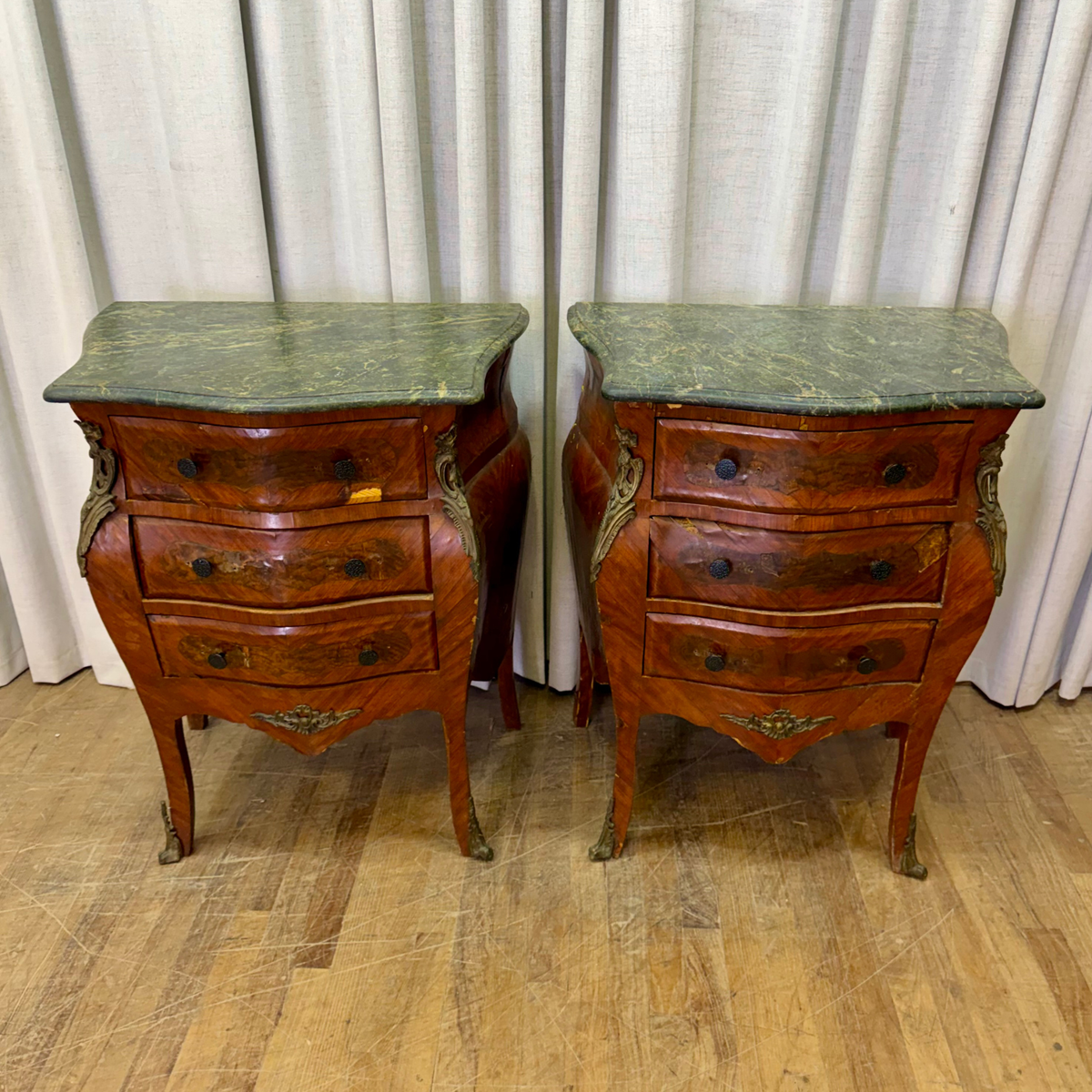 Pair Bombe Style Nightstands
