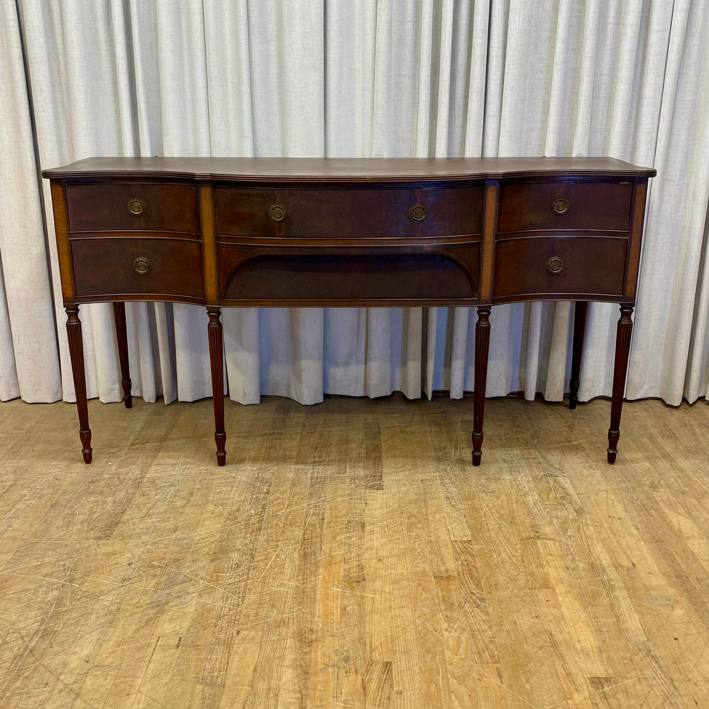 Long Leg Mahogany Six Drawer Sideboard