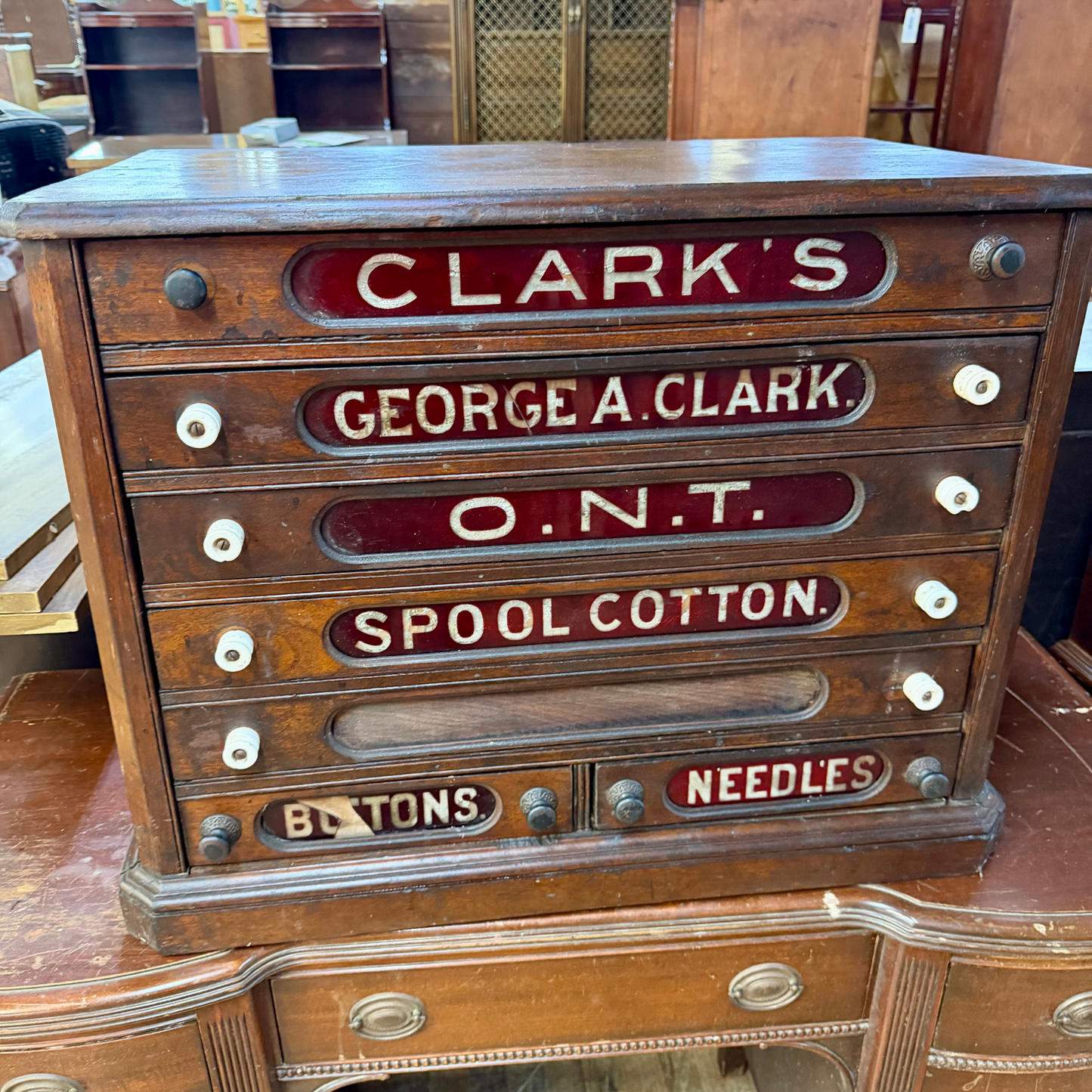 Antique Clark's Spool Cabinet