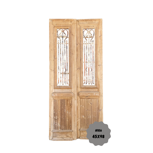 Egyptian Hand Carved Antique Door with Iron #106