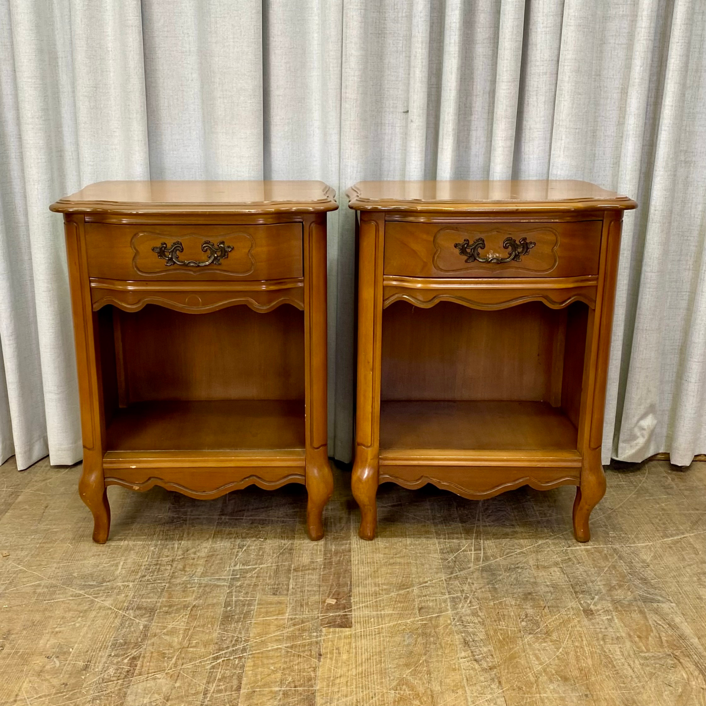 Pair of French Two Door One Drawer Nightstands