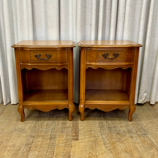 Pair of French Two Door One Drawer Nightstands