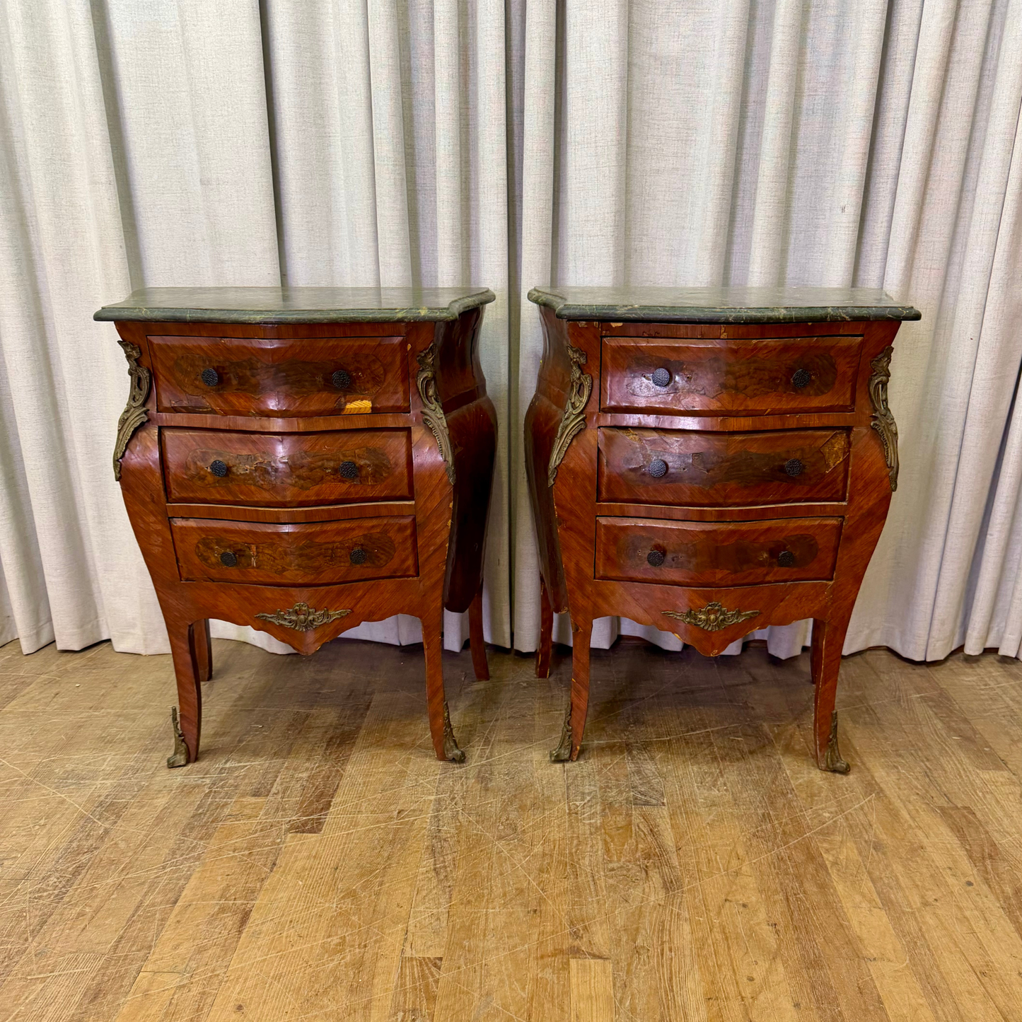 Pair Bombe Style Nightstands