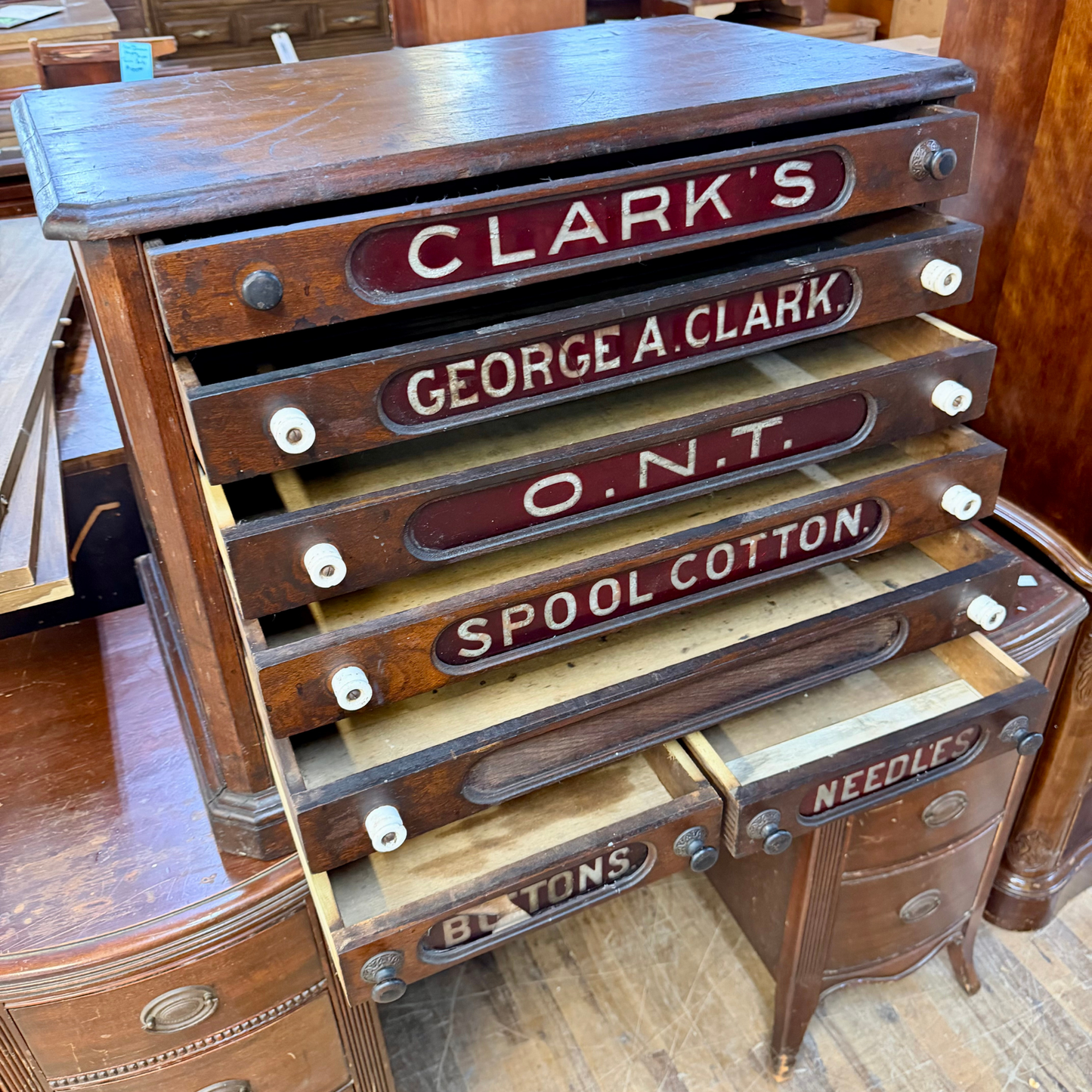 Antique Clark's Spool Cabinet