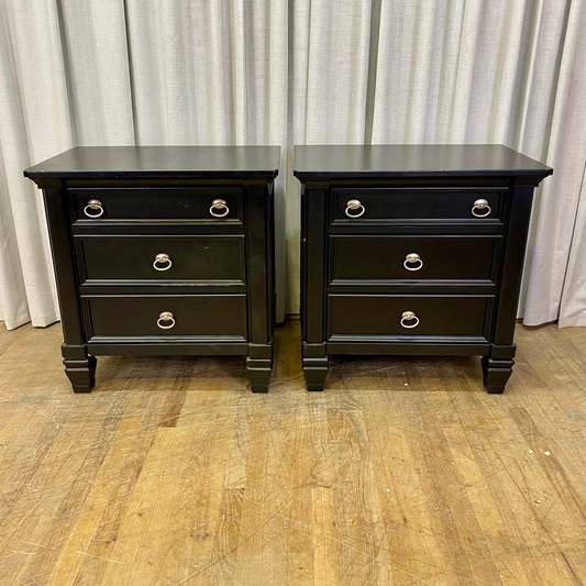 Pair of Oversized Modern Three Drawer Nightstands