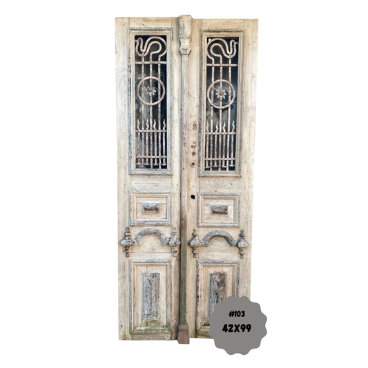 Egyptian Hand Carved Antique Door with Iron #103