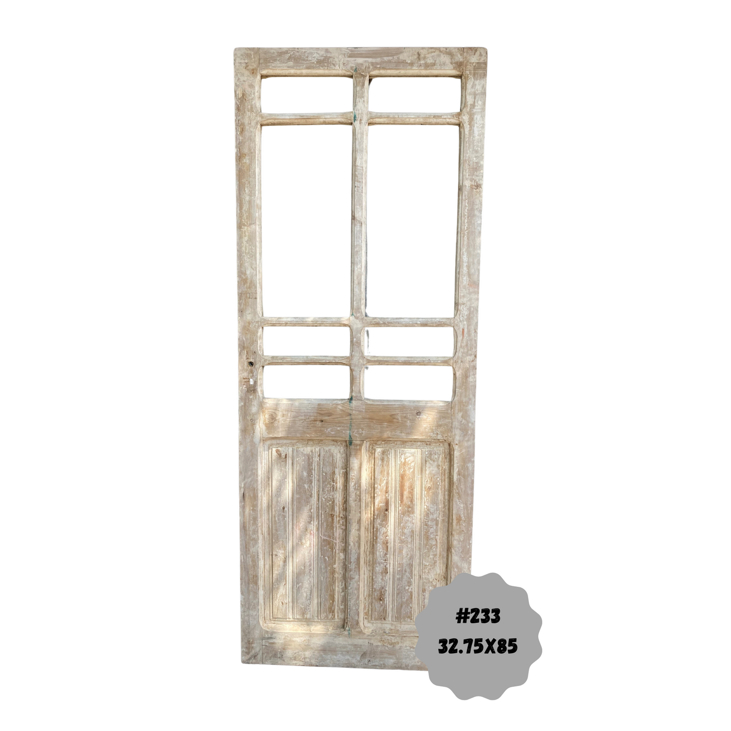 Egyptian Hand Carved Antique Panel Door with Lites