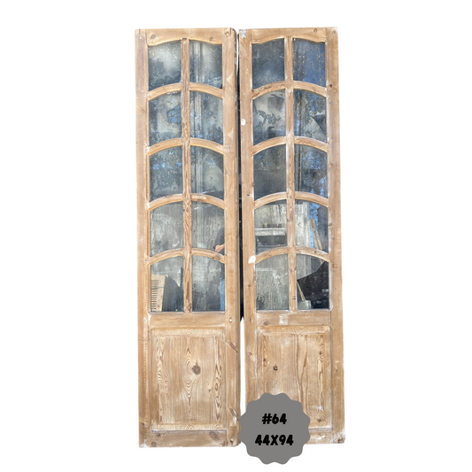 Pair of Egyptian Hand Carved Antique Doors 10 Lite
