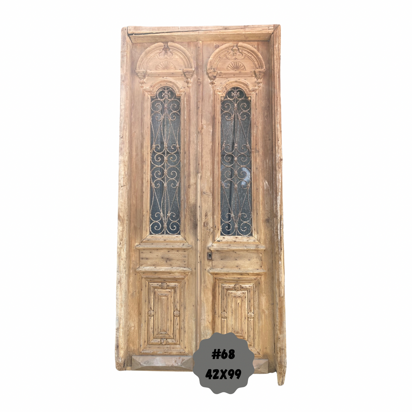 Pair of Egyptian Hand Carved Antique Doors in Frame