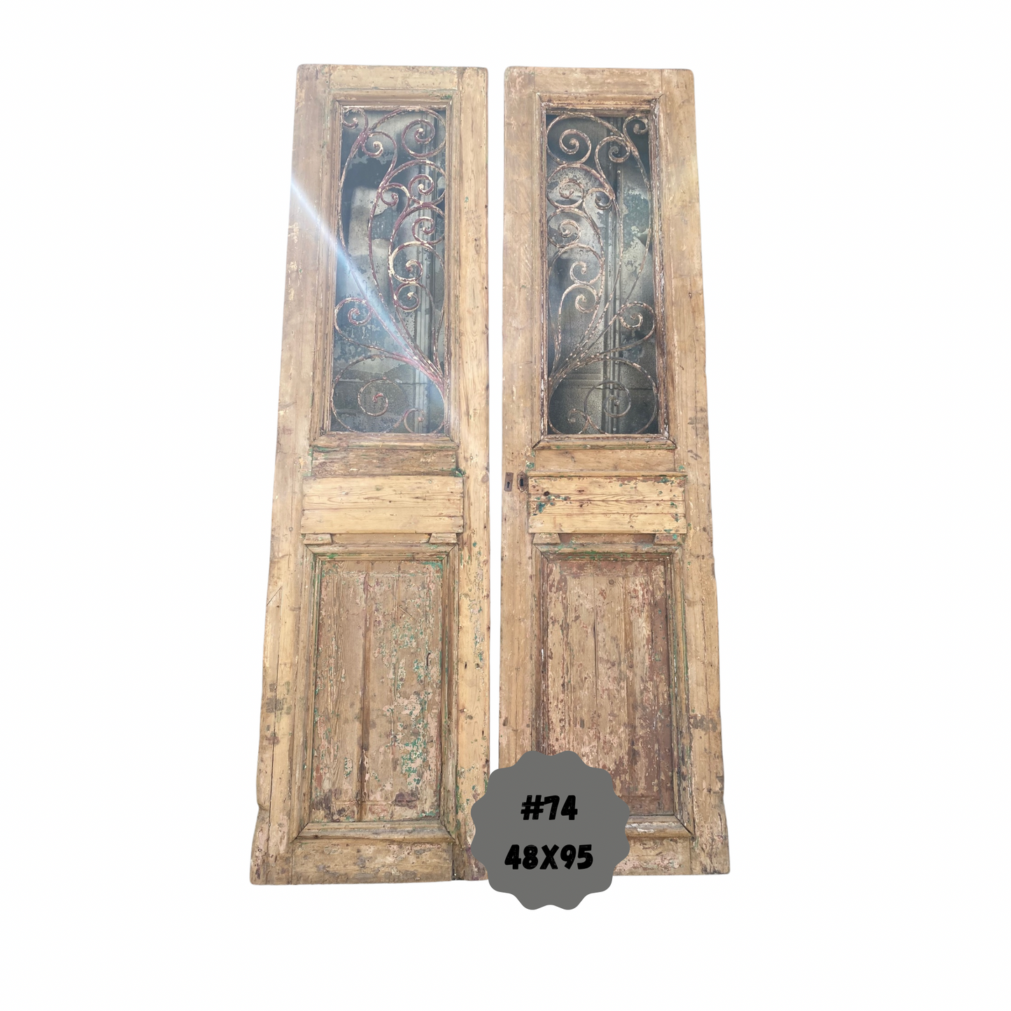 Egyptian Hand Carved Antique Door with Iron
