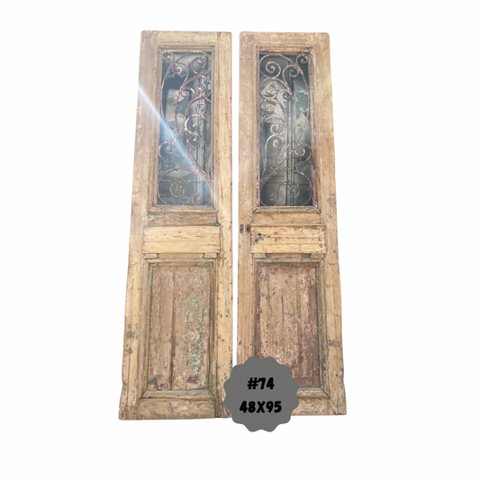 Egyptian Hand Carved Antique Door with Iron