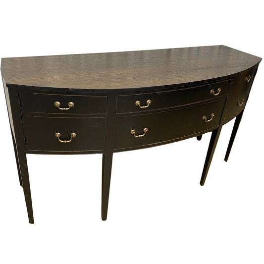 Long Leg Curved Front Sideboard Lacquered Black with Stained Top