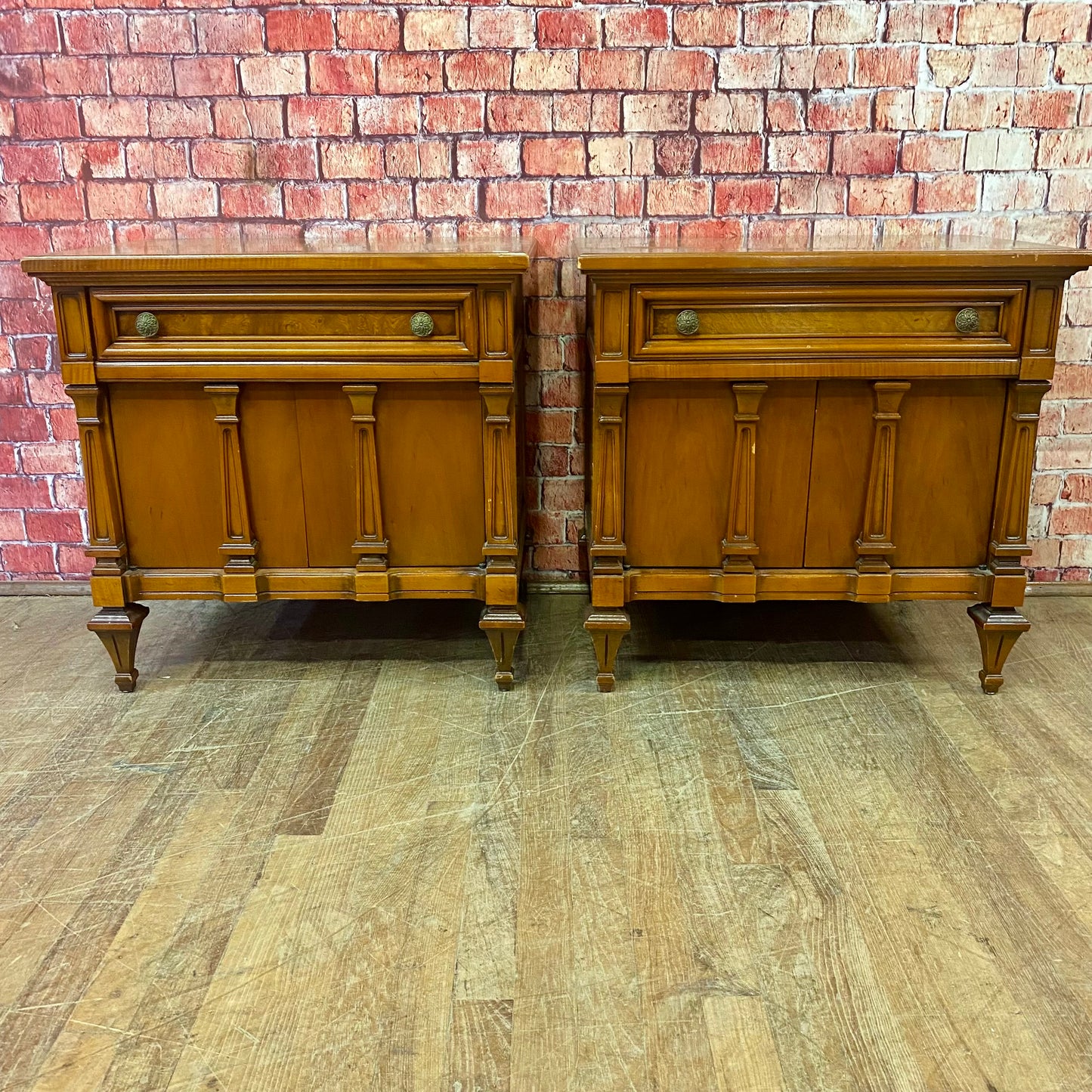 Pair of Directoire Style Nightstands by Pepplers Furniture Co