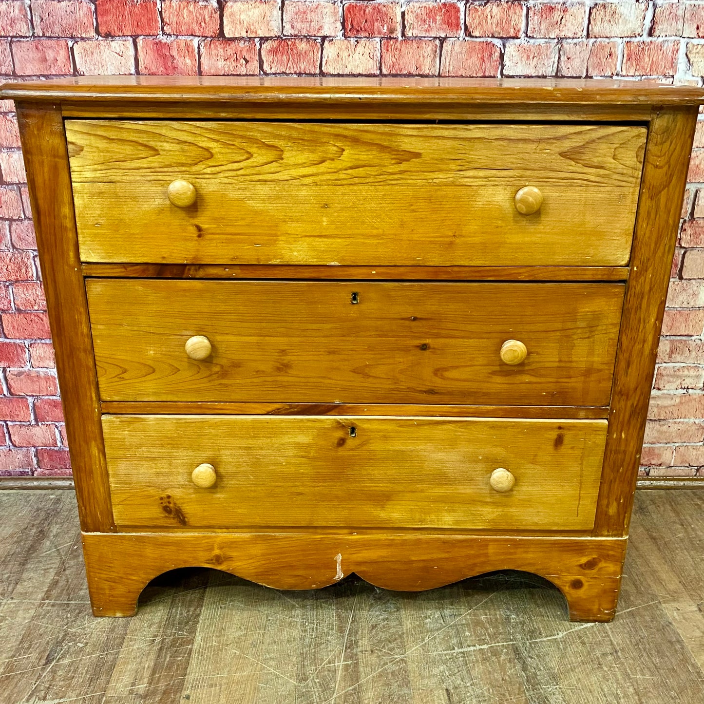 Antique Solid Pine 3 Drawer Dresser