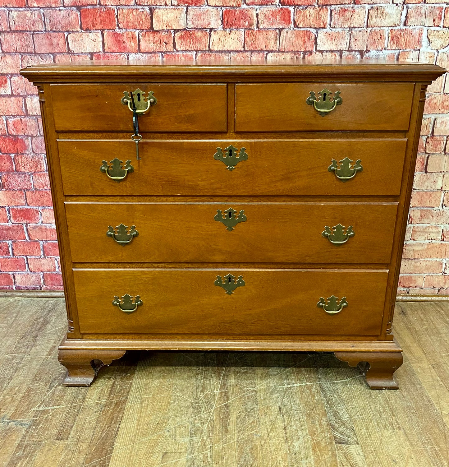 Antique Chest with Locking Drawers Including Key