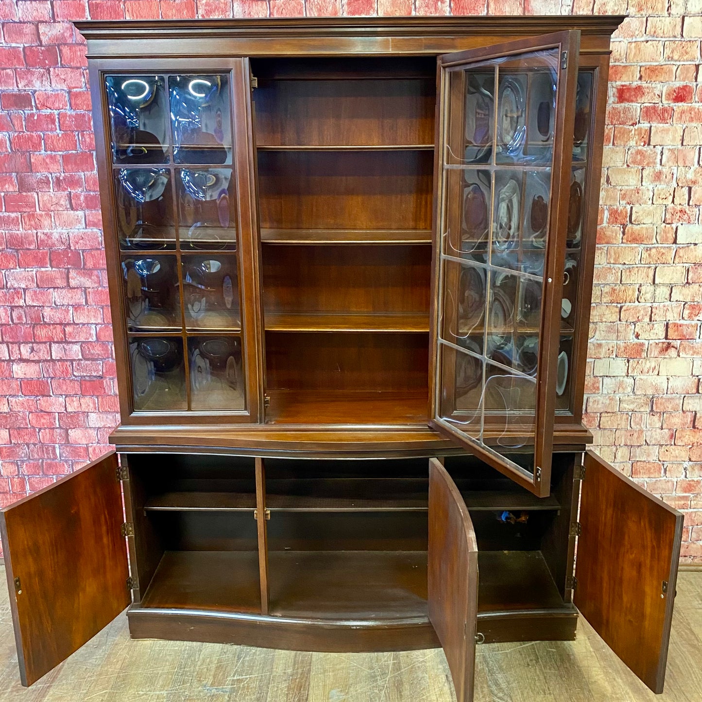 Mahogany China Cabinet with Bubble Glass