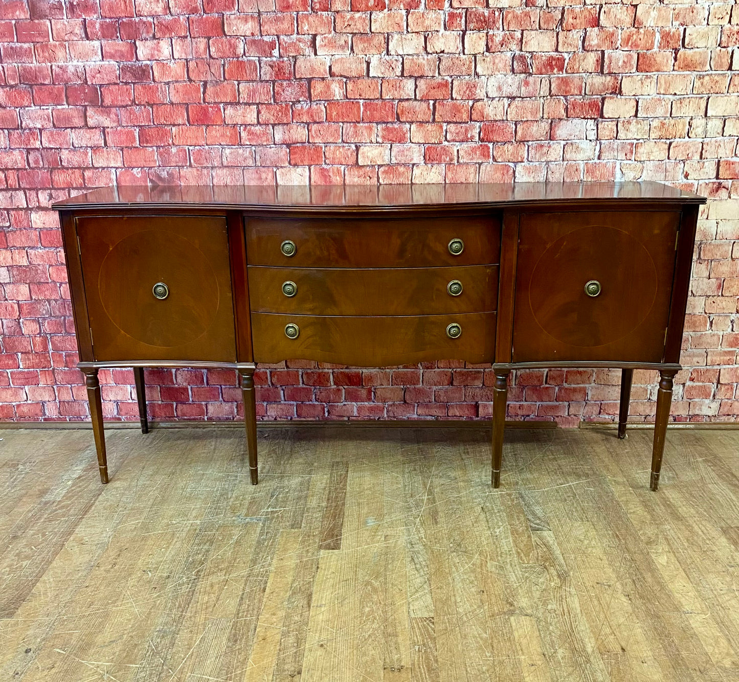 Long Leg Mahogany Sideboard with Round Pulls