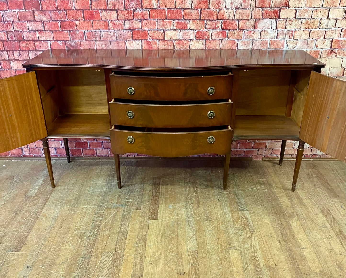 Long Leg Mahogany Sideboard with Round Pulls