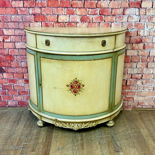 Paint Decorated Demi Lune Cabinet