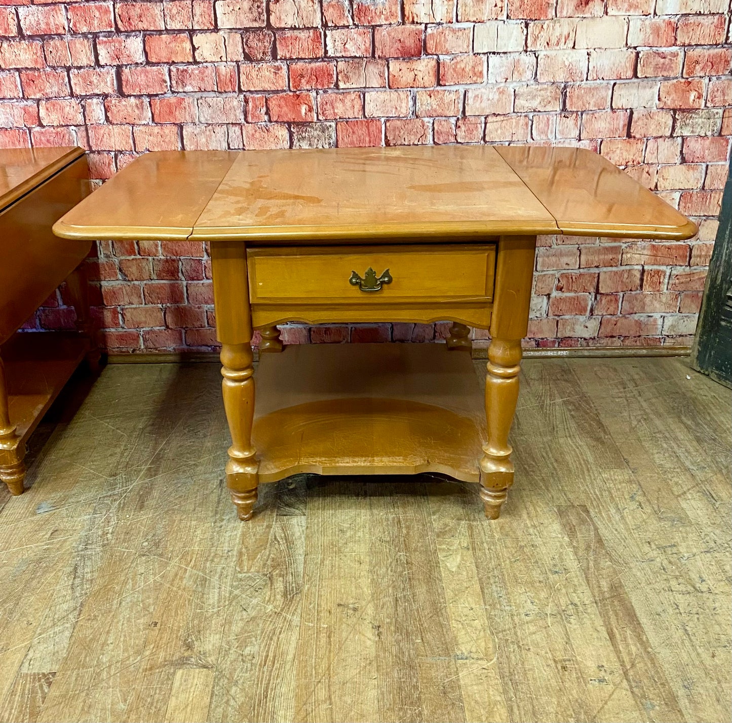 Pair of Solid Maple Dropside End Tables