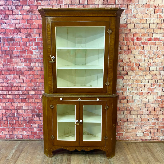 Antique Two-Piece Corner Cabinet