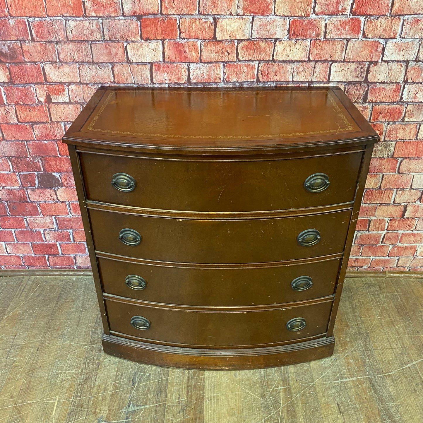 Single Hepplewhite Bachelor Chest/Oversized Nightstand with Leather Top