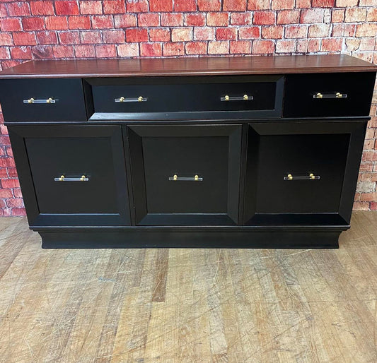 Vintage Red Mahogany Sideboard w/ Reclaimed  Solid Ash Top