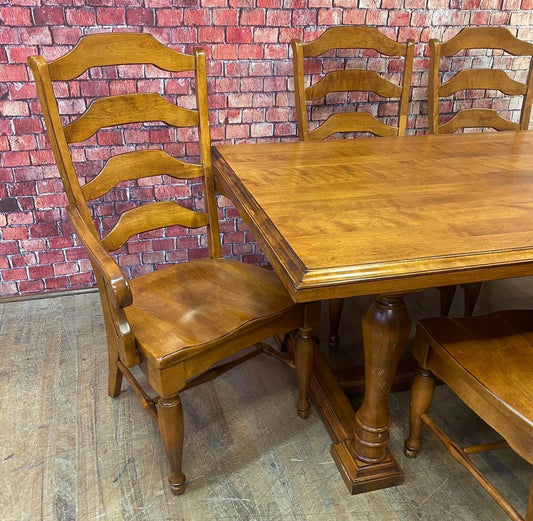 Nichols & Stone Table with Six Ladder back chairs