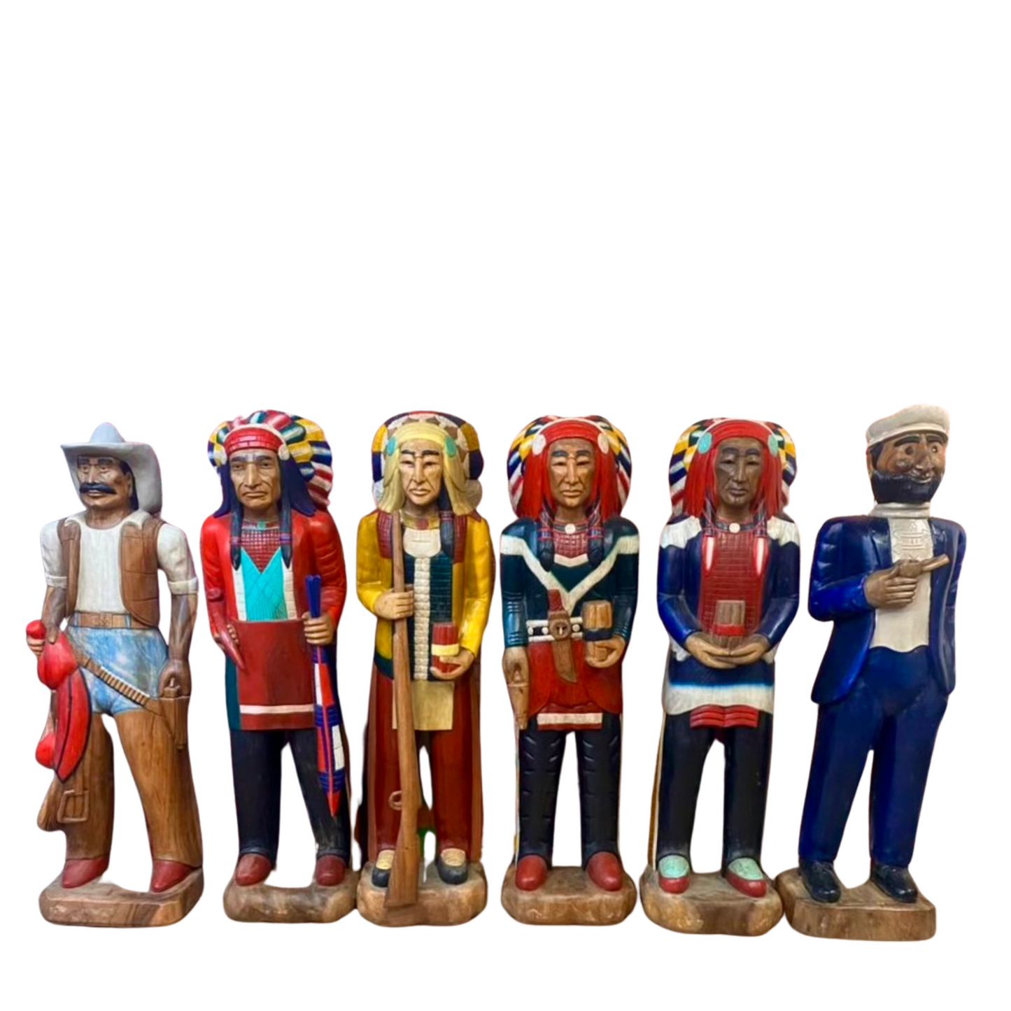 Solid Wood Carved Cigar Store Indians